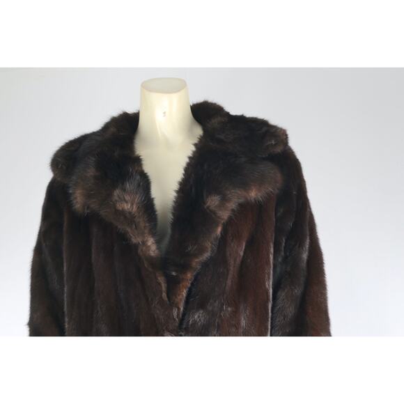 Vintage Hollywood Furs Dark Brown Long Mink Fur Winter Coat Women’s Size S Warm - Picture 5 of 16